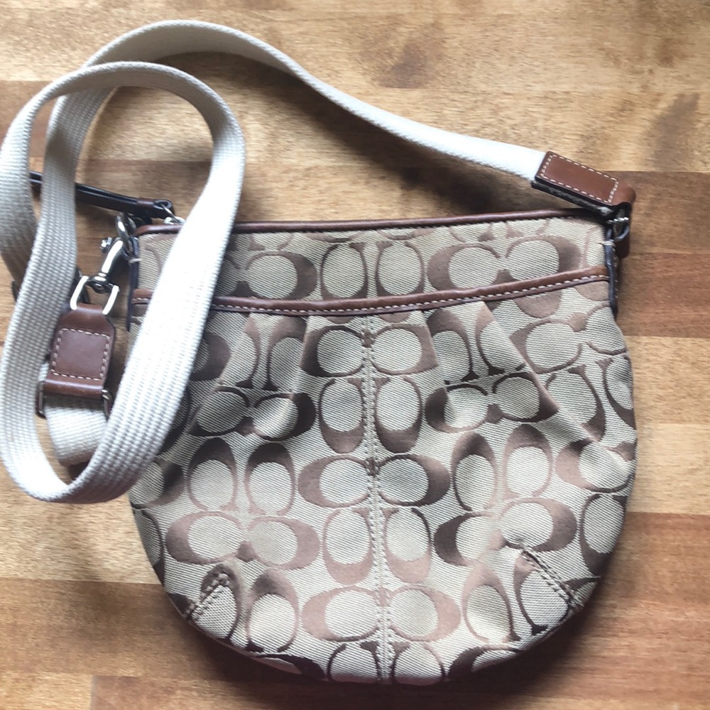 Coach crossbody tan and brown